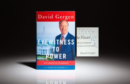 Signed first edition of Eyewitness to Power by David Gergen, inscribed to Chief of Staff, Craig L. Fuller.