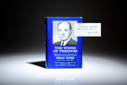 The Winds of Freedom by Secretary of State Dean Rusk, inscribed to Thomas C. Mann, Assistant Secretary of State and the architect of American foreign policy in Latin America.