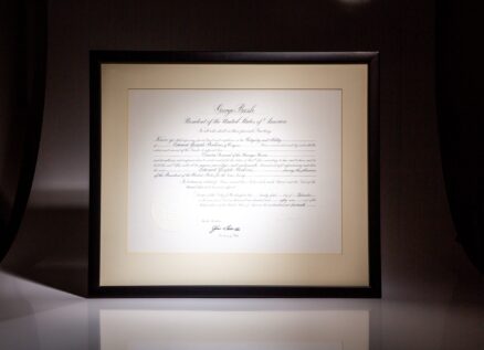 Presidential Appointment naming Edward J. Perkins as Director General of the Foreign Service, the first African American to hold this position. The proclamation is signed by President George H.W. Bush and Secretary of State James Baker III, dated September 21, 1989.