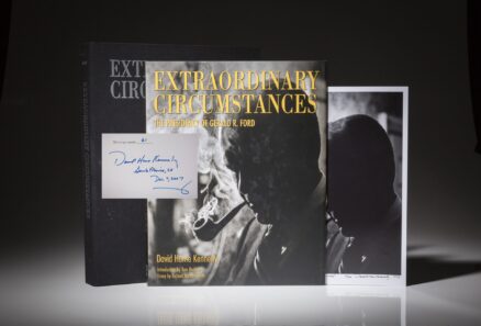 A special inscribed author's edition of Extraordinary Circumstances by David Hume Kennerly, with a rare negative photograph accompanying.