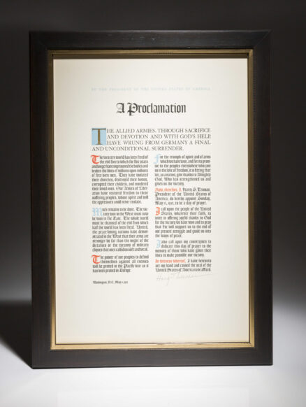 Harry Truman, A Proclamation. Signed by President Harry Truman.