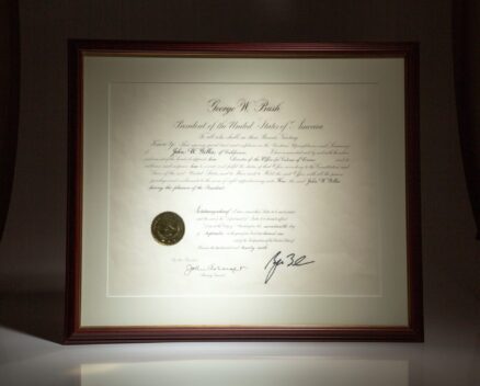 Scarce presidential appointment from George W. Bush and Attorney General John Ashcroft, appointing John W. Gillis of California as the Director of the Office for Victims of Crime.