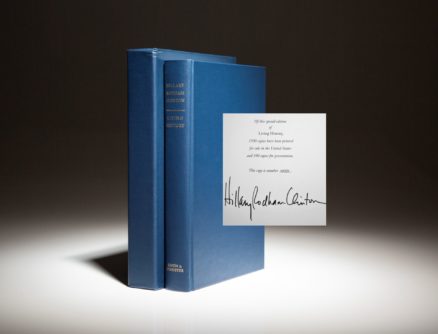 The signed limited edition of Living History by Hillary Clinton, from the publishers presentation copies.