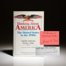 First edition of Thinking About America, signed by President Jimmy Carter on his article and Gerald R. Ford on laid-in copy of his chapter of the book