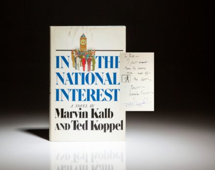 First edition of In the National Interest by Marvin Kalb and Ted Koppel, inscribed to William Safire