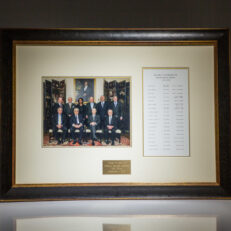 Framed photograph of 10 former National Security Advisors. Meeting took place at the Blair House in Washington, DC on December 3rd, 2007