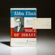 First edition of Voice of Israel by Abba Eban, dedicated to Senator J. Lister Hill.