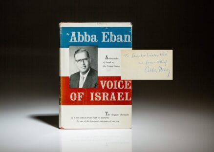 First edition of Voice of Israel by Abba Eban, dedicated to Senator J. Lister Hill.