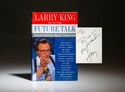 First edition of Future Talk, inscribed by the author, Larry King to New York Times columnist, William Safire.