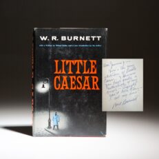 Signed copy of Little Caesar by W.R. Burnett, inscribed to screenwriter and Hollywood press agent, Jimmy Starr.