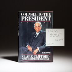 Signed first edition of Counsel To The President by Clark Clifford and Richard Holbrooke, inscribed to Helen K. Copley of Copley Newspapers.