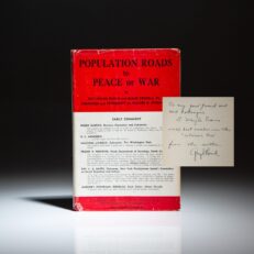 Inscribed first edition of Population Roads to Peace or War by Guy Irving Burch and Dr. Elmer Pendell. This work was reissued in 1947 as Human Breeding and Survival: Population Roads to Peace or War.