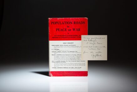 Inscribed first edition of Population Roads to Peace or War by Guy Irving Burch and Dr. Elmer Pendell. This work was reissued in 1947 as Human Breeding and Survival: Population Roads to Peace or War.