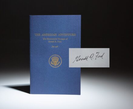 A scarce signed copy of The American Adventure, inscribed by President Gerald R. Ford.