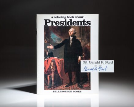 A Coloring Book Of Our Presidents, signed by President Gerald R. Ford on his portrait.