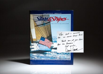 Presentation copy of Stars & Stripes: The Official Record, inscribed by award winning American yachtsman, Dennis Conner to President George H.W. Bush.