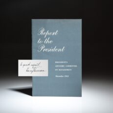 Report of the President's Advisory Committee on Management, from December 1952, inscribed by President Harry S. Truman.