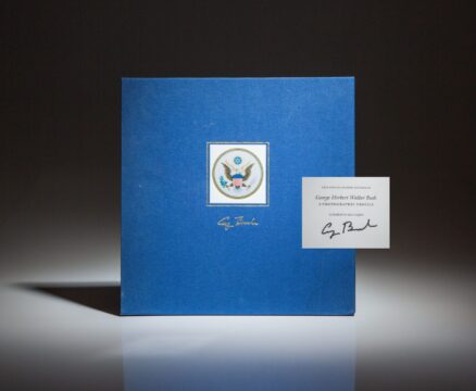 Signed limited edition of A Photographic Profile by White House photographer, David Valdez. Signed by President George H.W. Bush.