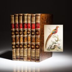 First edition of A Natural History of Uncommon Birds and Gleanings of Natural History, two works in seven volumes, complete with 362 hand colored illustrated plates.