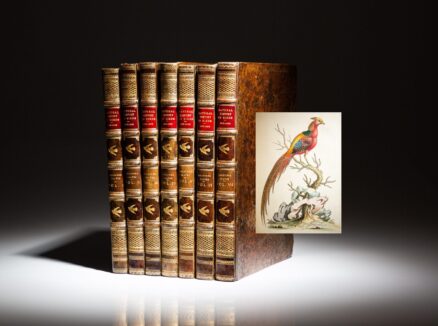 First edition of A Natural History of Uncommon Birds and Gleanings of Natural History, two works in seven volumes, complete with 362 hand colored illustrated plates.