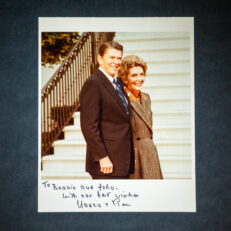 Signed White House photograph of President Ronald Reagan and Nancy Reagan, inscribed by both to the CEO of Standard Oil of Indiana, John E. Swearingen and his wife, Bonnie Swearingen.