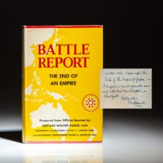 Presentation copy of Battle Report: The End of an Empire, inscribed by Fleet Admiral Chester Nimitz.