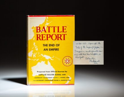 Presentation copy of Battle Report: The End of an Empire, inscribed by Fleet Admiral Chester Nimitz.