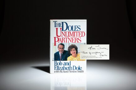 Signed first edition of The Doles: Unlimited Partners, by Senators Bob Dole and Elizabeth Dole.