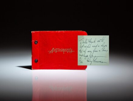 Autograph book signed by President Harry S. Truman in Kansas City, along with other celebrities.