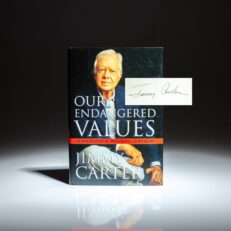 First edition of Our Endangered Values by President Jimmy Carter, signed by the author.