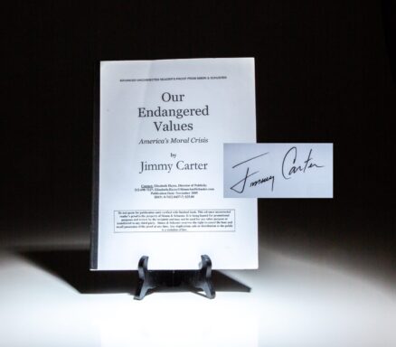 Advance Reading Copy of Our Endangered Values, signed by President Jimmy Carter.