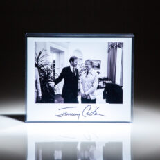 Signed photograph of President Jimmy Carter with Senator Joe Biden in the Oval Office on October 19th, 1979.