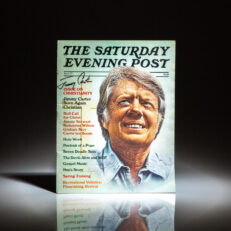 The Saturday Evening Post from April 1977, with a focus on Christianity in America. This copy is signed by President Jimmy Carter.