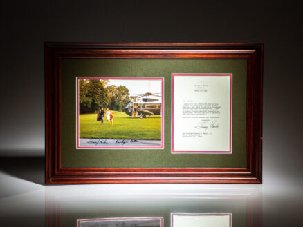 White House letter from President Jimmy Carter to Senator Howard H. Baker Jr., framed and matted, with signed photograph of President Carter and First Lady Rosalynn Carter.