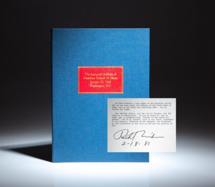 Signed copy of the Inaugural Address of President Richard Nixon, delivered on January 20th, 1969.