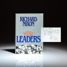 First edition of Leaders by Richard Nixon, inscribed to California Congressman Donald H. Clausen.