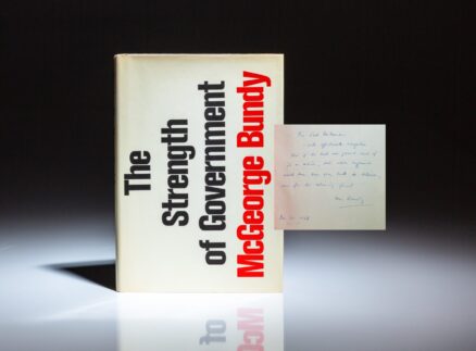 Association copy between the chief architects of the Vietnam War. First edition of The Strength of Government by National Security Advisor McGeorge Bundy, inscribed to the Secretary of Defense Robert McNamara.