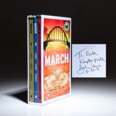 Signed by John Lewis, March, a graphic novel trilogy, by Congressman John Lewis and Andrew Aydin, illustrated by Nate Powell.