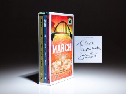 Signed by John Lewis, March, a graphic novel trilogy, by Congressman John Lewis and Andrew Aydin, illustrated by Nate Powell.