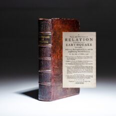 First edition of A True and Particular Relation of the Dreadful Earthquake which Happen'd at Lima, the Capital of Peru, by Pedro Lozano, complete with maps and plates.