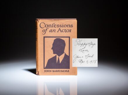 First edition of John Barrymore's Confessions of an Actor, in scarce dust jacket.