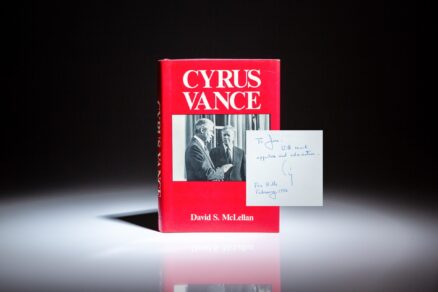 First edition of David S. McLellan's biography of Secretary of State Cyrus Vance, signed by Cyrus Vance himself.