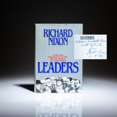 First edition of Leaders by Richard Nixon, inscribed to Ambassador Lester B. Korn.