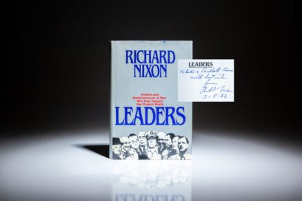 First edition of Leaders by Richard Nixon, inscribed to Ambassador Lester B. Korn.