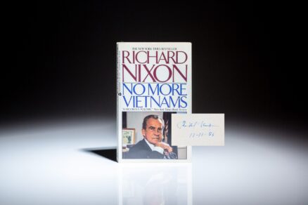 First Paperback Edition of No More Vietnams, signed by President Richard Nixon.