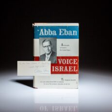 First edition of Voice of Israel by Abba Eban, inscribed to Rep. Alvin M. Bentley of Michigan.