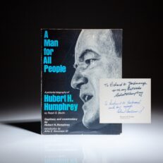 A Man for All People by Ralph G. Martin, inscribed by Vice President Hubert Humphrey and Adlai Stevenson.