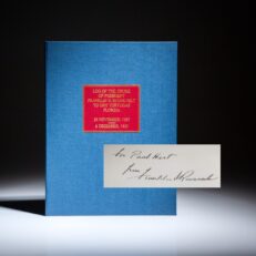 Log Of The Cruise Of President Franklin D. Roosevelt To Dry Tortugas Florida, a limited publication, inscribed to his lead Secret Service Agent, Paul Hart.