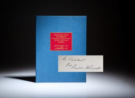 Log Of The Cruise Of President Franklin D. Roosevelt To Dry Tortugas Florida, a limited publication, inscribed to his lead Secret Service Agent, Paul Hart.