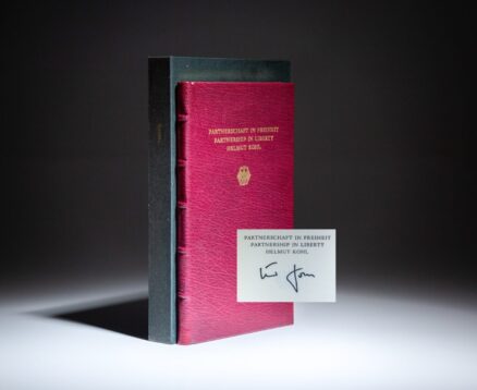 Deluxe limited edition of Partnerschaft in Freiheit, Partnership in Liberty, from The Thornwillow Press, signed by German Chancellor Helmut Kohl.